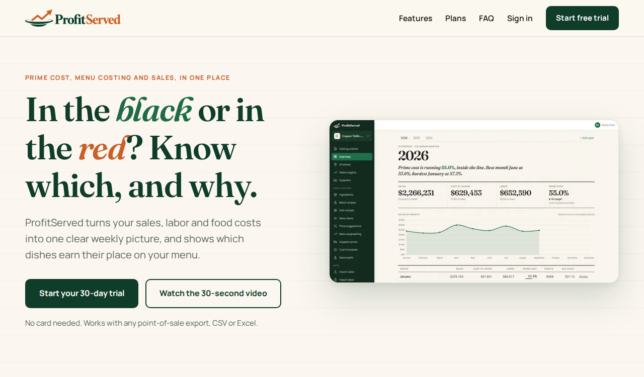 ProfitServed product screenshot